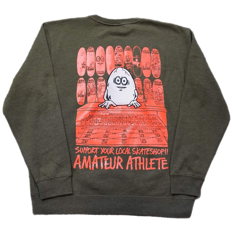 AMATEUR ATHLETE EMBROIDERED EGG SSD 25 GREEN CREWNECK S