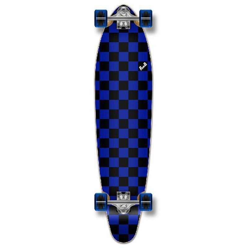 Punked Checkered Blue Kicktail Longboard Complete