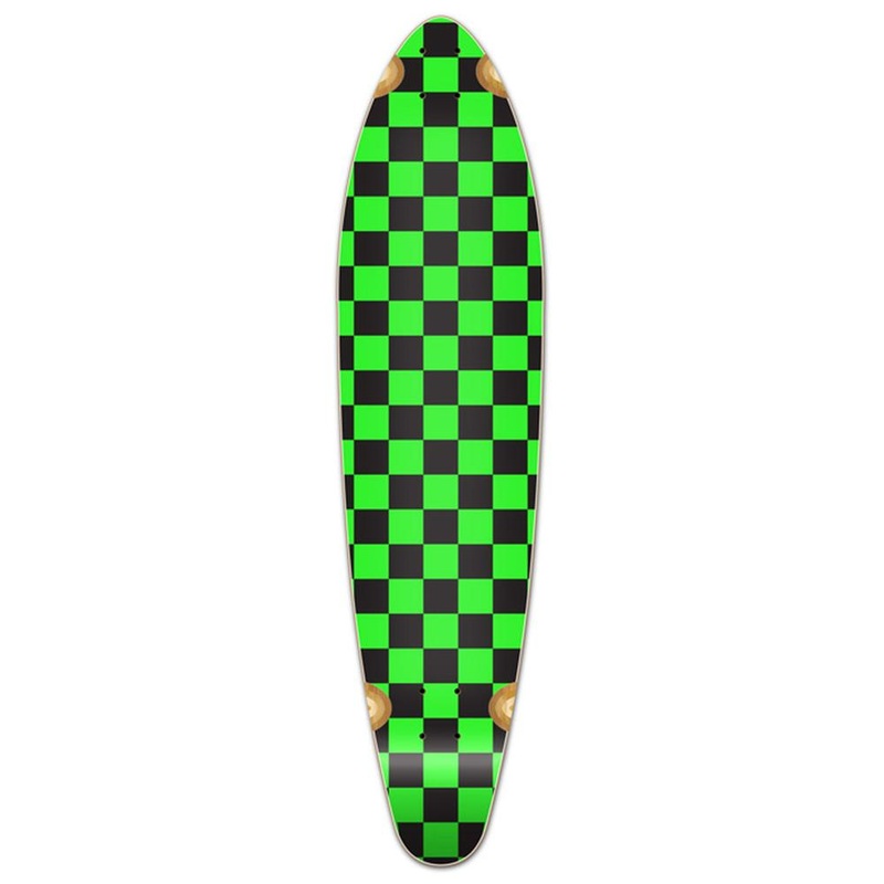Punked Kicktail Longboard Deck – Checker Green Deck