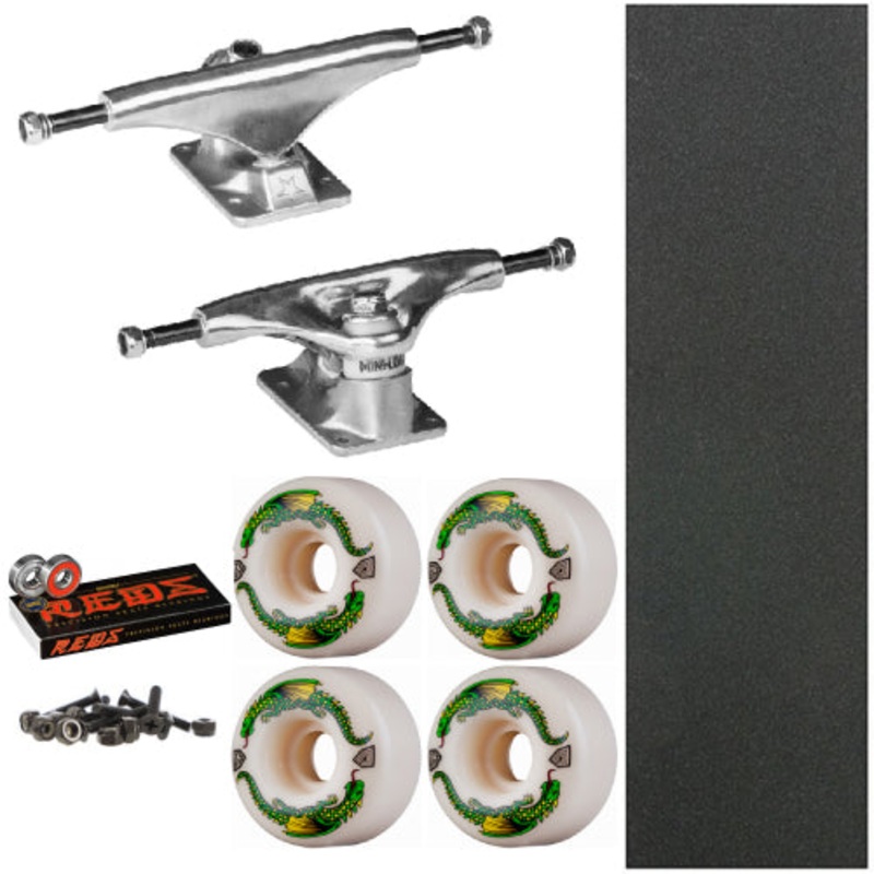Andy Anderson Skate Pack – Mini Logo Raw Trucks, Powell Dragon Formula Wheels, Bones Reds Bearings, MOB Grip, Hardware 8.0″ 52MM 93A White Bones Reds – 9″ MOB Grip – 1″ hardware