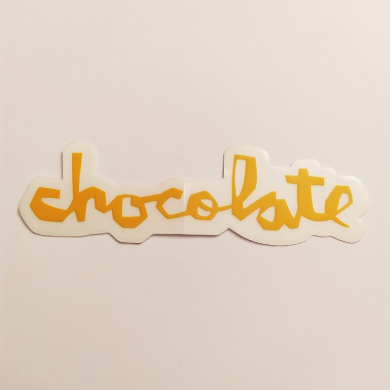 Chocolate Chunk Logo Skateboard Sticker – Light Orange – 14 cm across approx