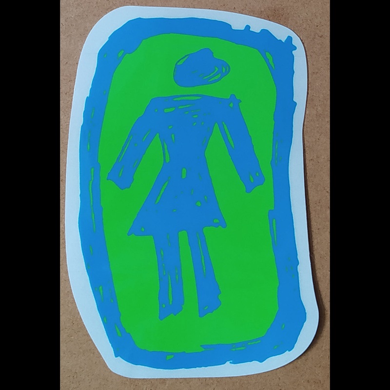 Girl Skateboard Sticker – Blue/Green