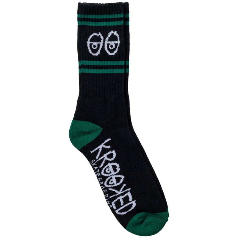 Krooked Eyes Black Green Crew Socks Black/ Green One Size Fits All