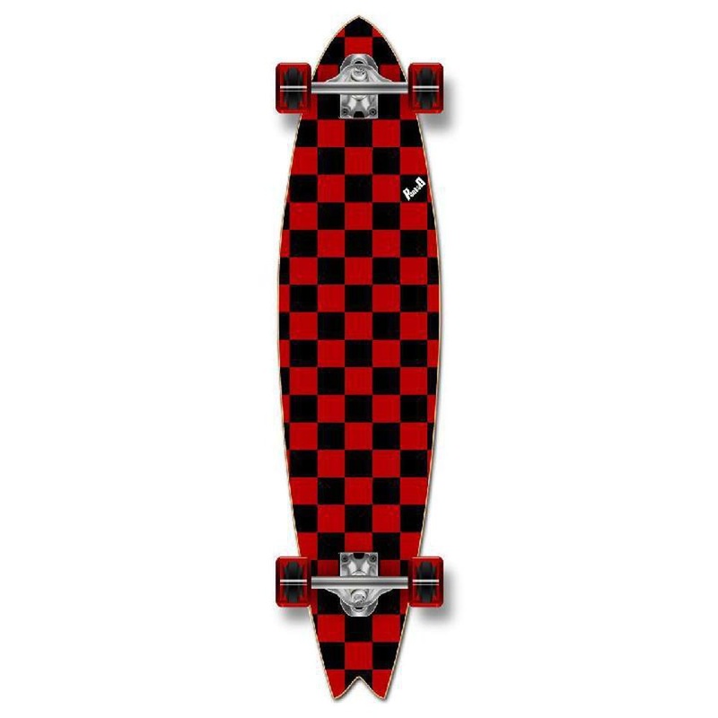 Punked Checkered Red Fishtail Longboard Complete