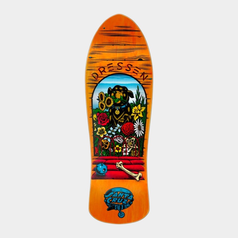 Santa Cruz – 9.5″ – Dressen Pup Deck – Orange/Multi 9.5″ Shaped