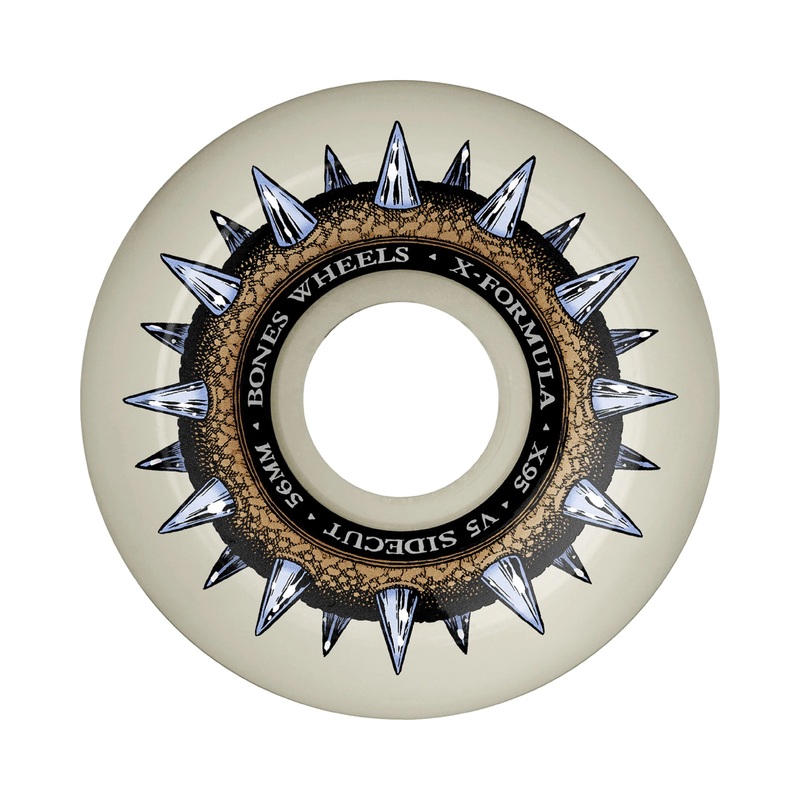 Bones X-Formula X95 V5 Sidecut 56mm 95a Street Cleat Skateboard Wheels 56mm Duro 95a Conical/Sidecut