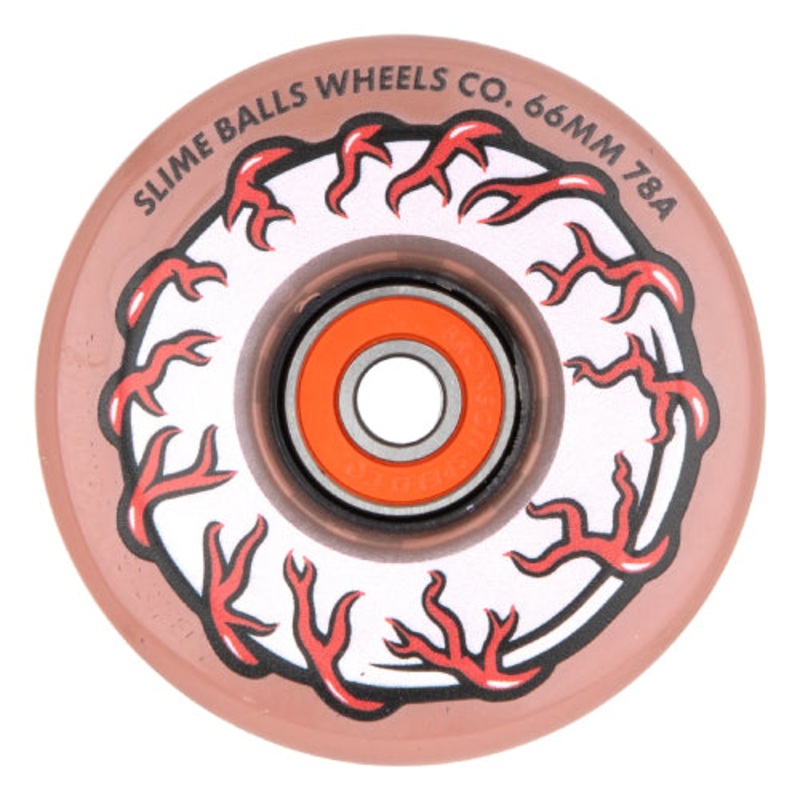 Santa Cruz *Light Ups* OG Slime Balls Skateboard Wheels Transparent Pink 66MM 78A 66mm