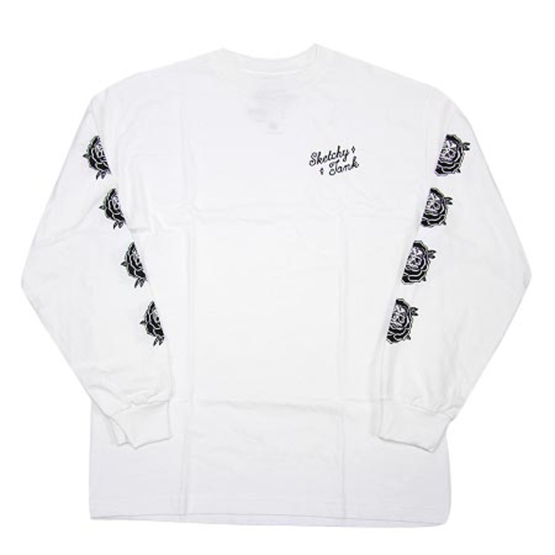 Sketchy Tank Roses Long Sleeve T Shirt White Extra Large