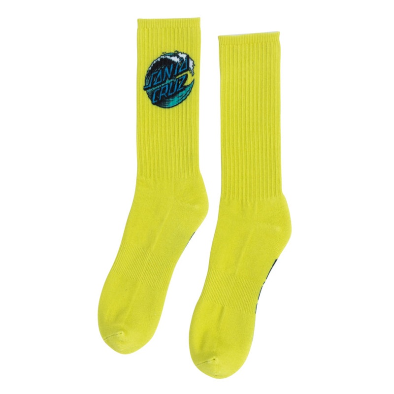 Wave Dot Crew Socks (Safety Yellow)
