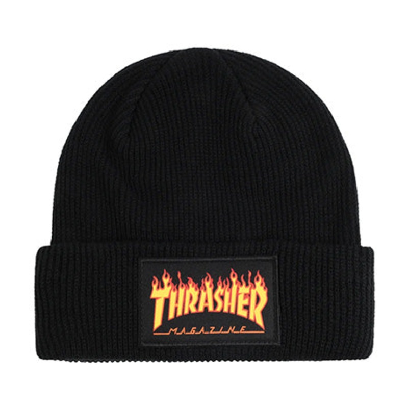 Thrasher Magazine Flame Patch Beanie Black One size fits all