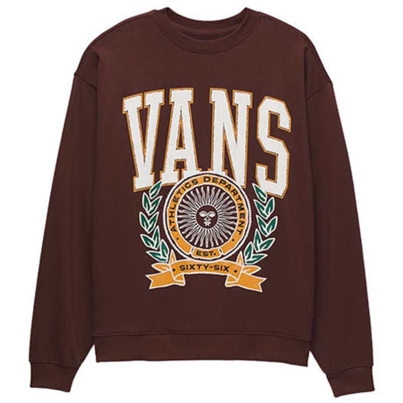 Vans Womens First Team Oversized Crew-Neck Sweater Bitter Chocolate Extra Small