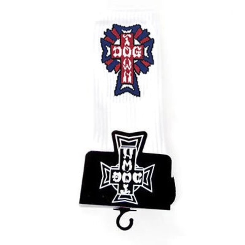Dogtown Cross Logo Color Crew Socks White OS