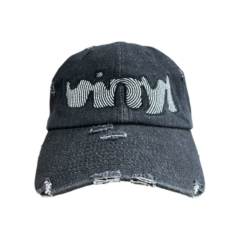 Vinyl Spiral Logo Dad Hat – ( Washed Black Denim )