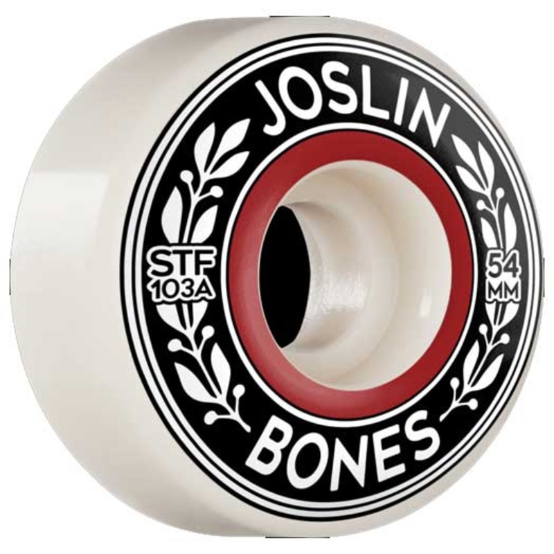 Bones 103a STF Pro V1 Standard Joslin Emblem 54mm Skateboard Wheels 54mm White