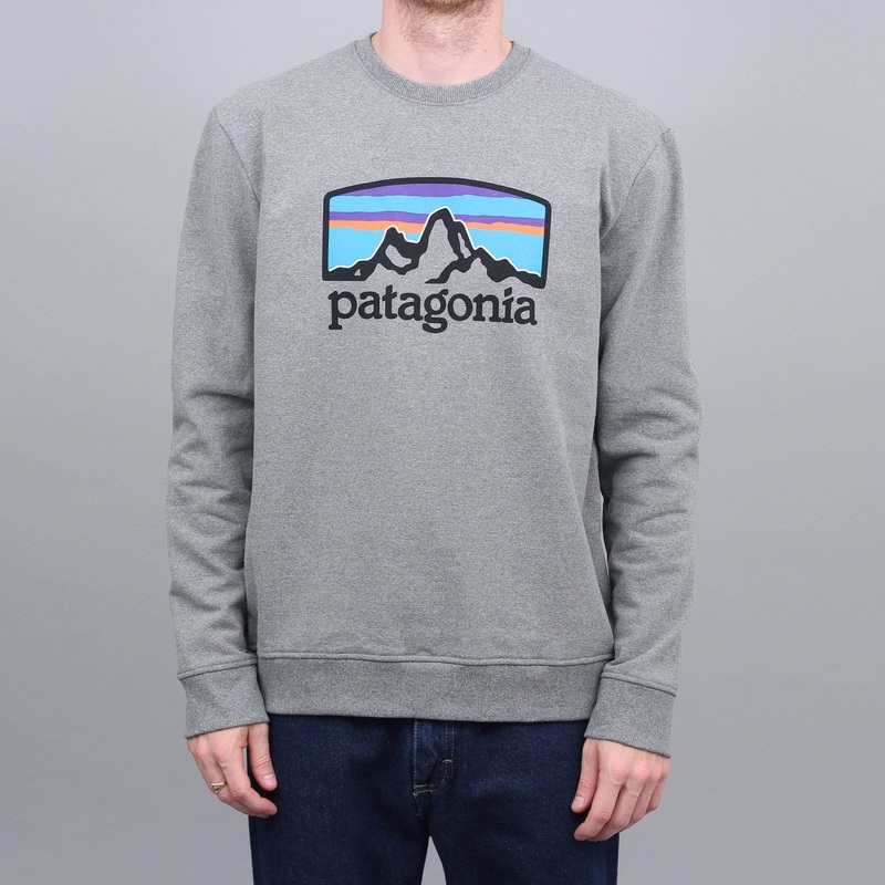 Patagonia Fitz Roy Horizons Uprisal Crew Sweatshirt Gravel Heather Small