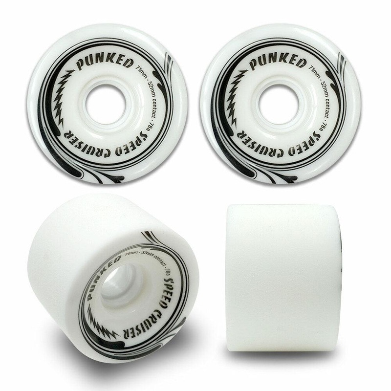 Punked Speed Cruiser in Solid White 71mm/78A Longboard Wheels