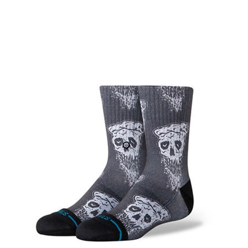 Stance Pizza Face Kids Crew Socks Black Large