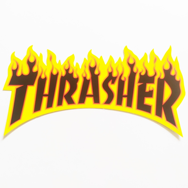Thrasher Magazine Skateboard Sticker – Flame Logo Yellow/Black