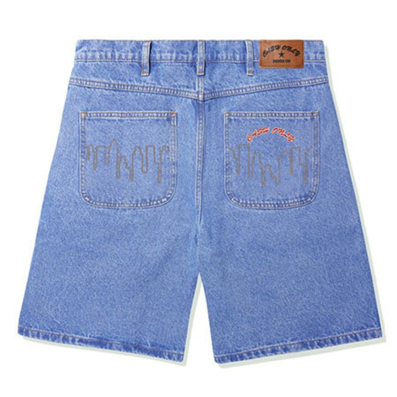 Cash Only Logo Denim Shorts Washed Indigo 28