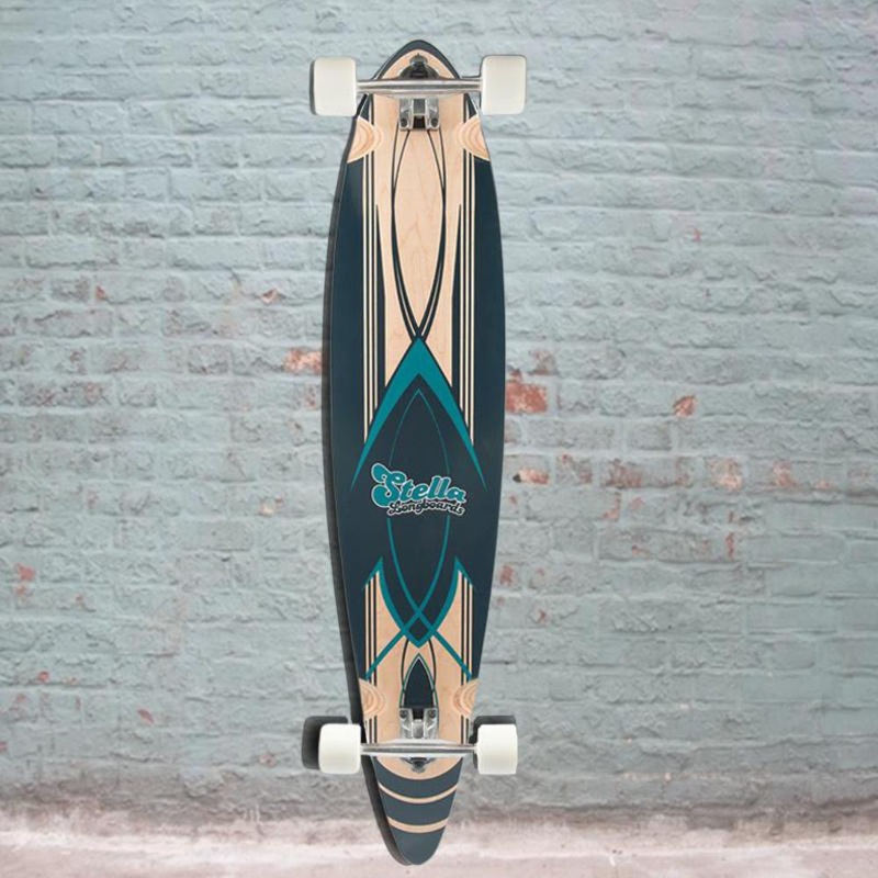 Pintail Longboard Pinstripe Blue 46″ – Stella Longboards – Complete