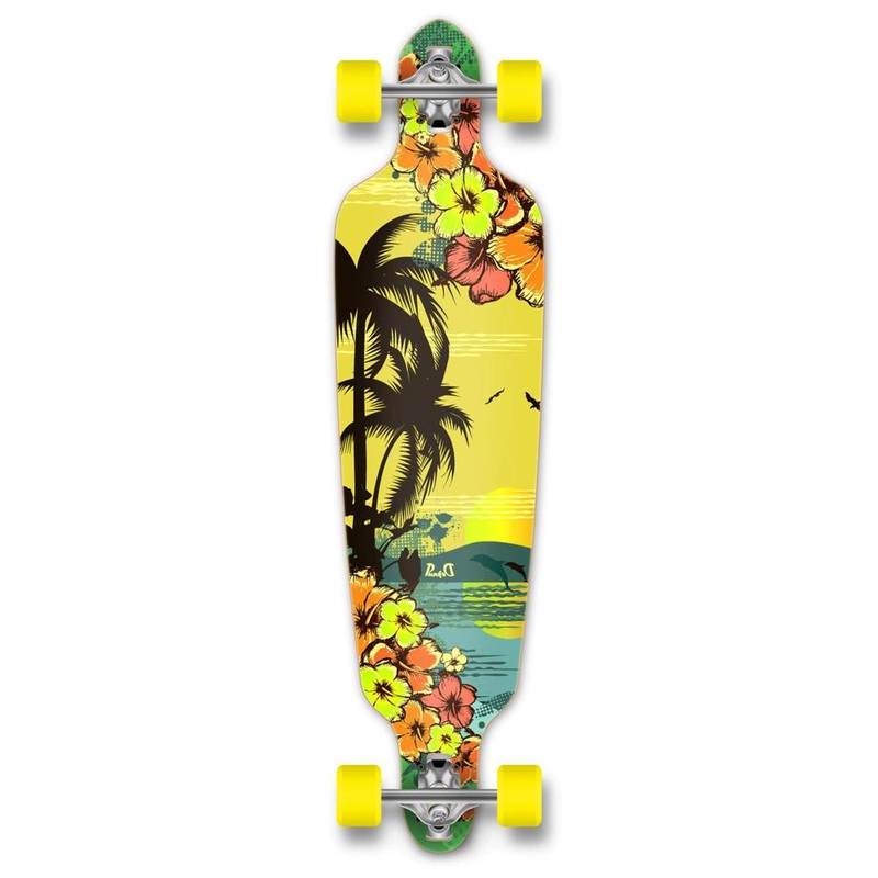 Punked Drop Through 40″ Longboard – Tropical Day – Complete Complete