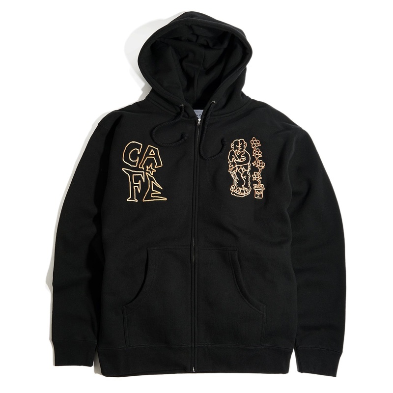 Skateboard Cafe Ethan Embroidered Zip Hood Black LG
