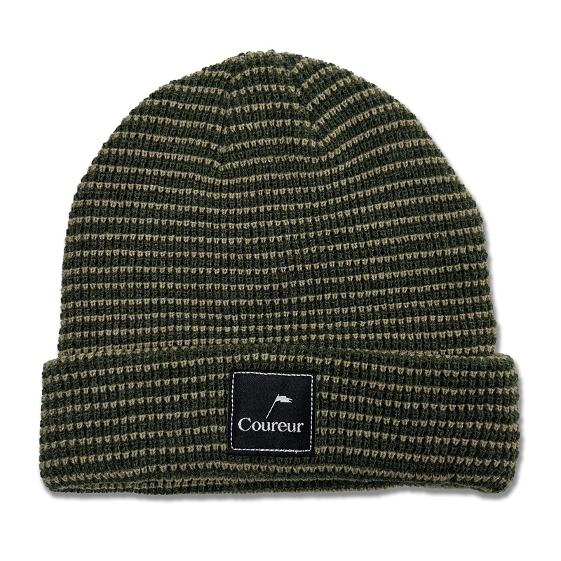 Coureur Goods Waffle Stripe Pennant Patch Beanie Forest/Latte
