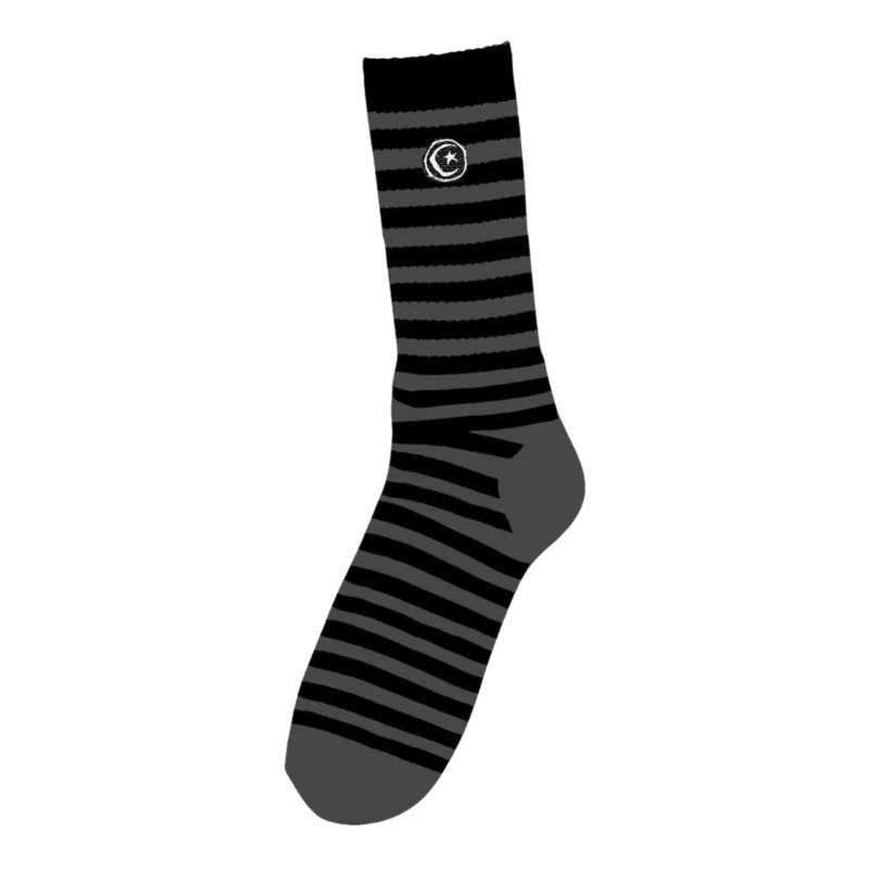 Foundation Star & Moon Stripe Socks Black/ Grey OS Stripes