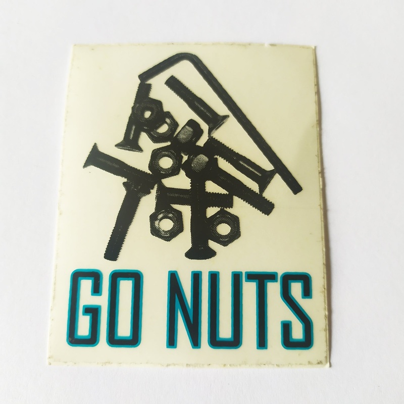 “Go Nuts” Truck Bolts Skateboard Sticker – 7.5 cm high approx