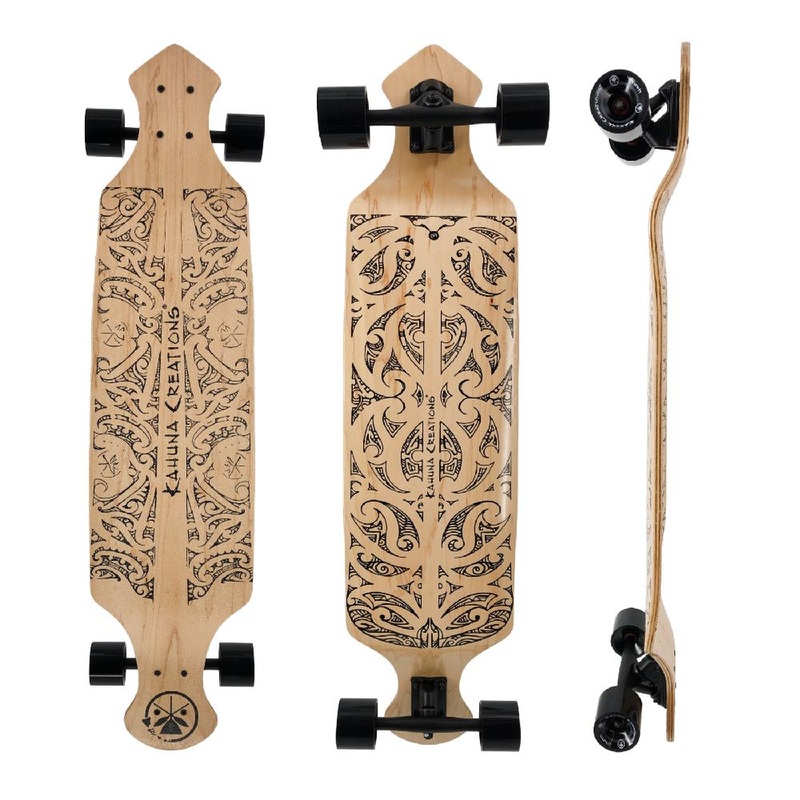 Kahuna Creations 42″ Black Wave -Natural- Drop Down Longboard Complete