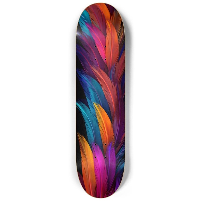 Bright Feathers Custom 8,25″ Skateboard or Wall Art Deck Only No wall hangers