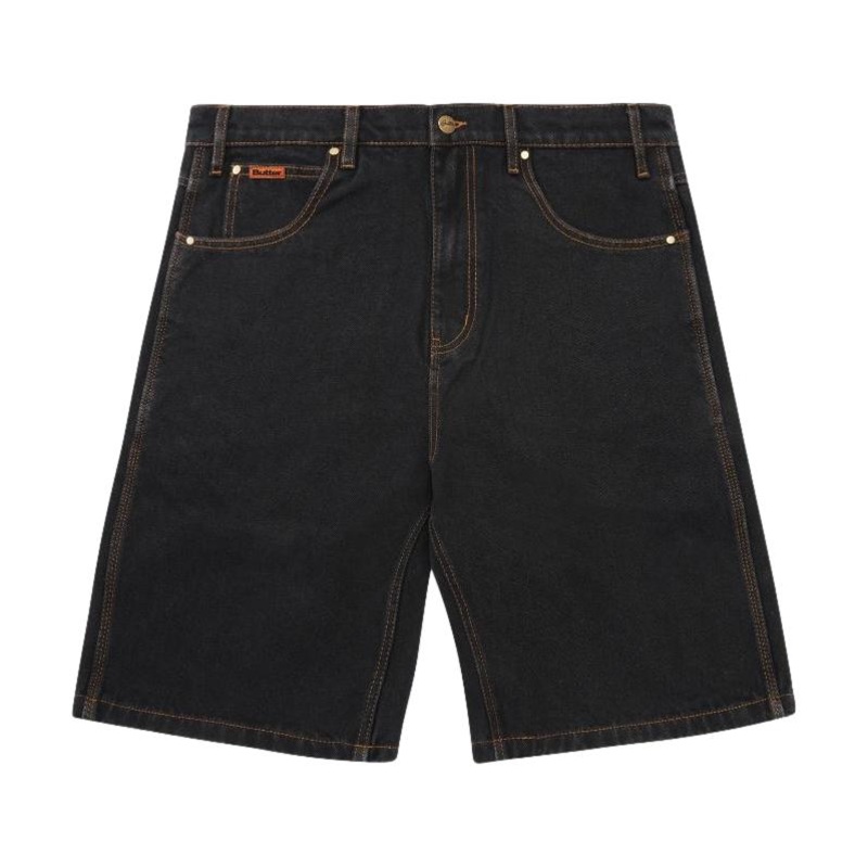 Butter Baggy Denim Shorts Washed Black 30