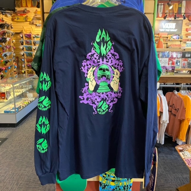 Cal Skate “Crystal Ball- Green and Purple” Navy Long Sleeve Tee Youth Large