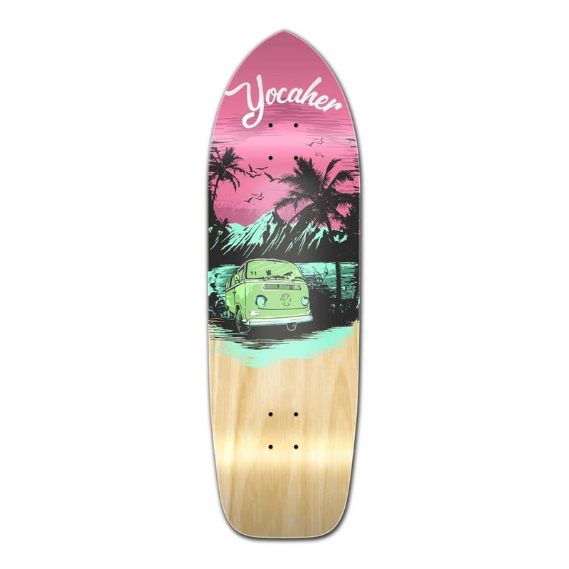 Punked Old School Longboard Deck -VW Series – Pink N’ Mint Deck