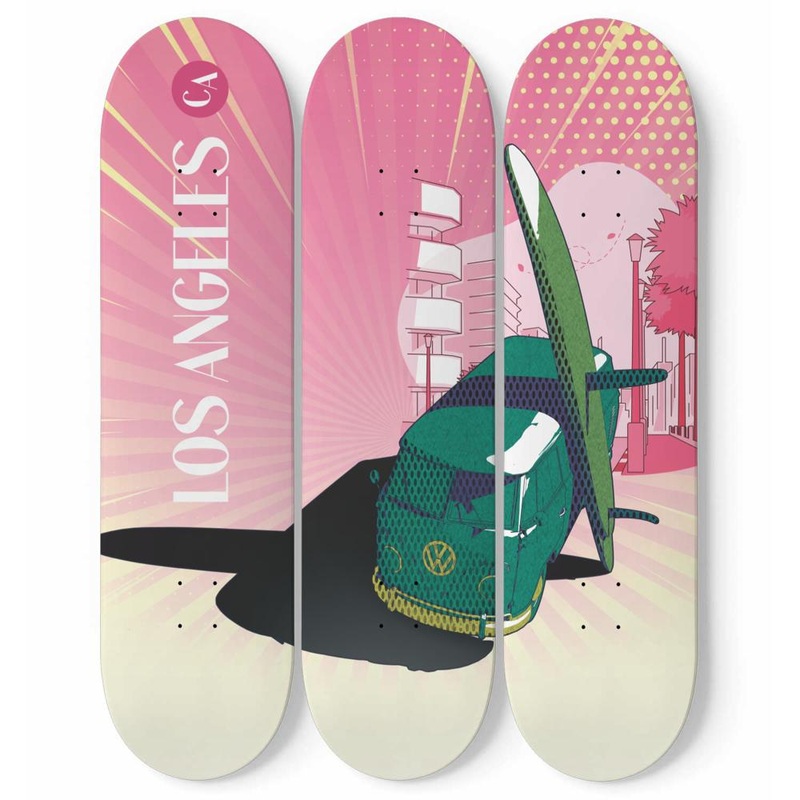 Los Angeles Retro, Surf, and Hippie Van | Skateboard Wall Art, Mural & Skate Deck Art | Home Decor | Wall Decor