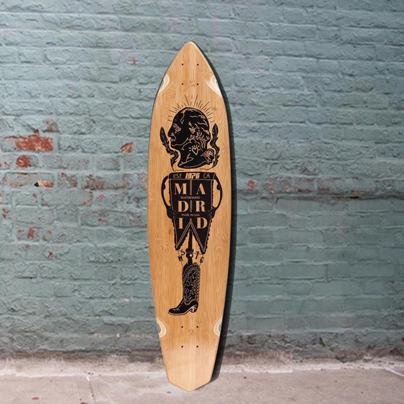 Madrid President Dude Bamboo Carving Longboard 39″ Deck