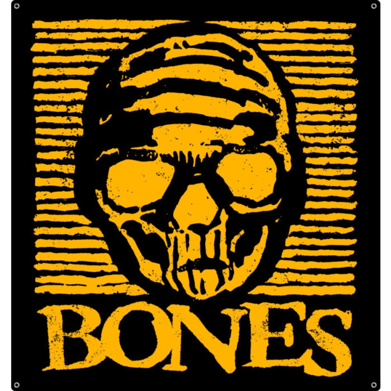 BONES WHEELS Black & Gold 36″ x 34″ Cloth Flag
