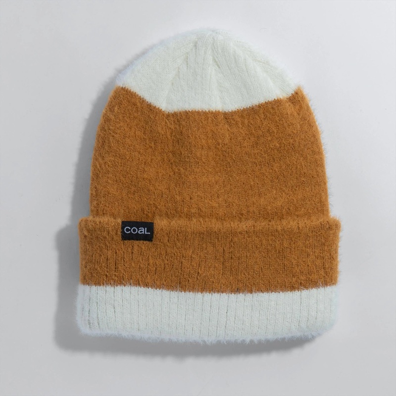 Coal The Solstice Fuzzy Knit Beanie Burnt Orange/Off White