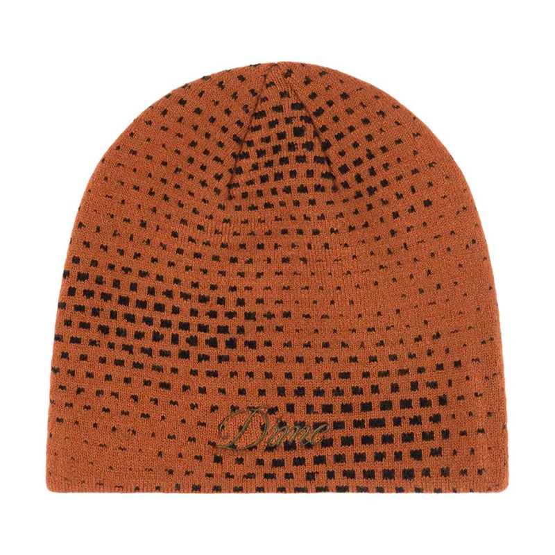 Dime Pixel Skully Beanie Copper One Size Fits All