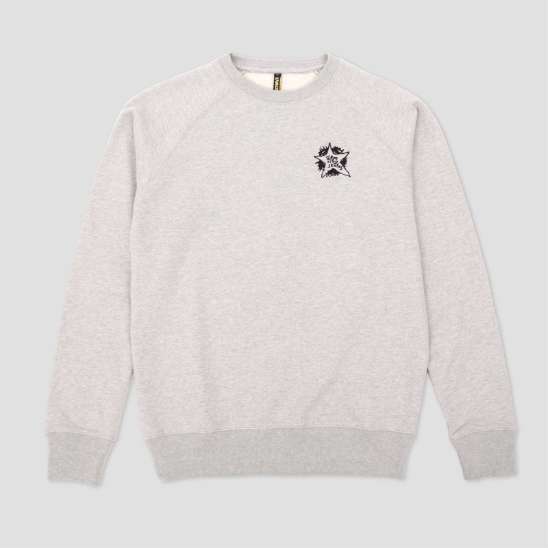 Slam City Skates Swank Star Embroidered Crew Grey Small