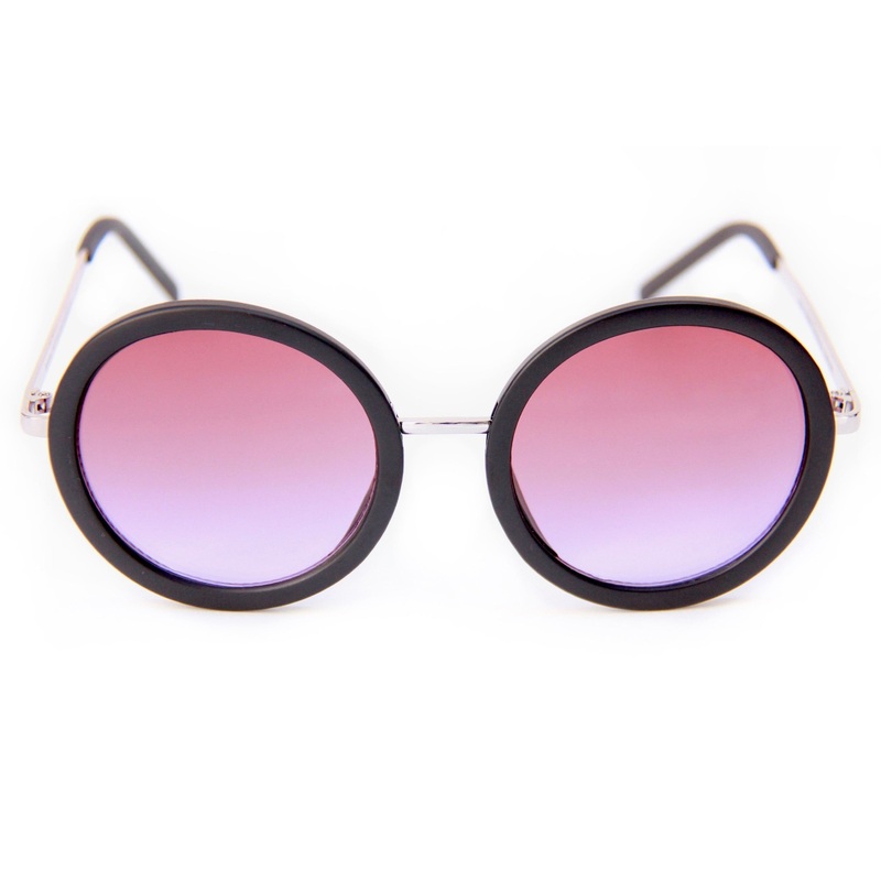 Square Sunglasses (Matte Black/Purple Lens)