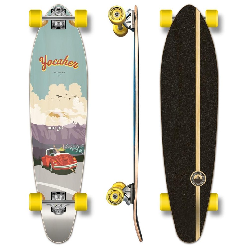 Yocaher Kicktail Longboard Complete – VW Beetle Series – Red Complete