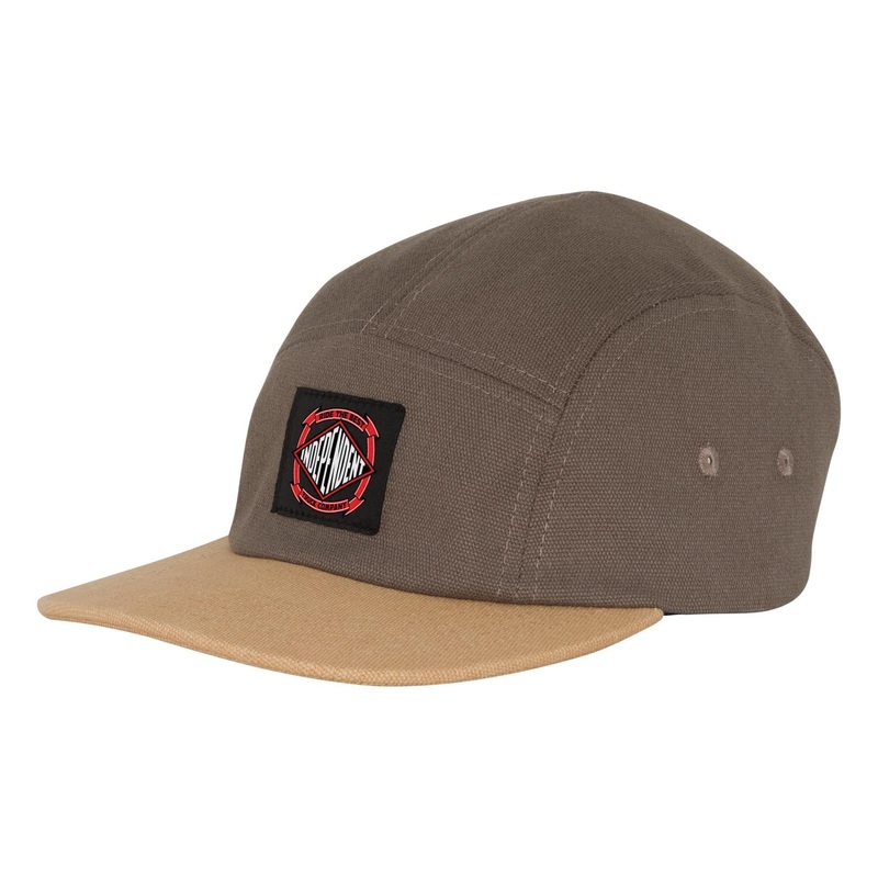 Independent Summit Scroll Camp 5-Panel Snapback Unstructured Low Hat – Charcoal Khaki Charcoal Khaki