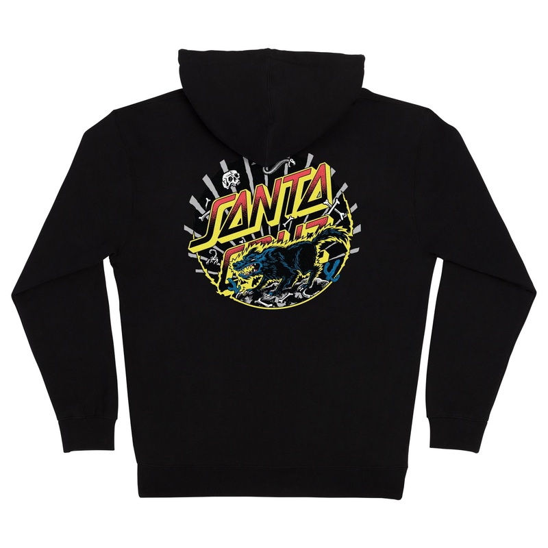 Santa Cruz Kendall Wolf Dot Zip Up Heavyweight Hooded Sweatshirt Small Black