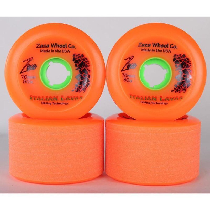 Longboard Sliding Wheels Zaza Orange Italian Lavas 70mm 80a