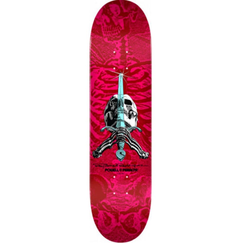 Powell Peralta Rodriguez Skull and Sword Skateboard Deck Red, Pink 8.5″ 8.5″