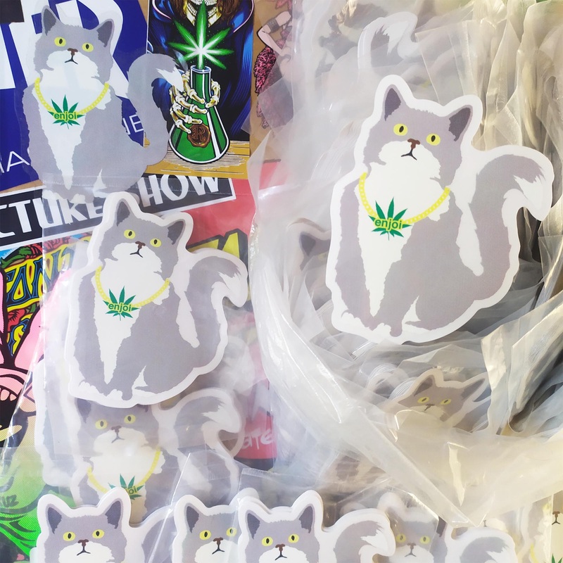 Enjoi Skateboards Stickers – 10 x “Weed Cat” Stickers Pack Bundle SEALED