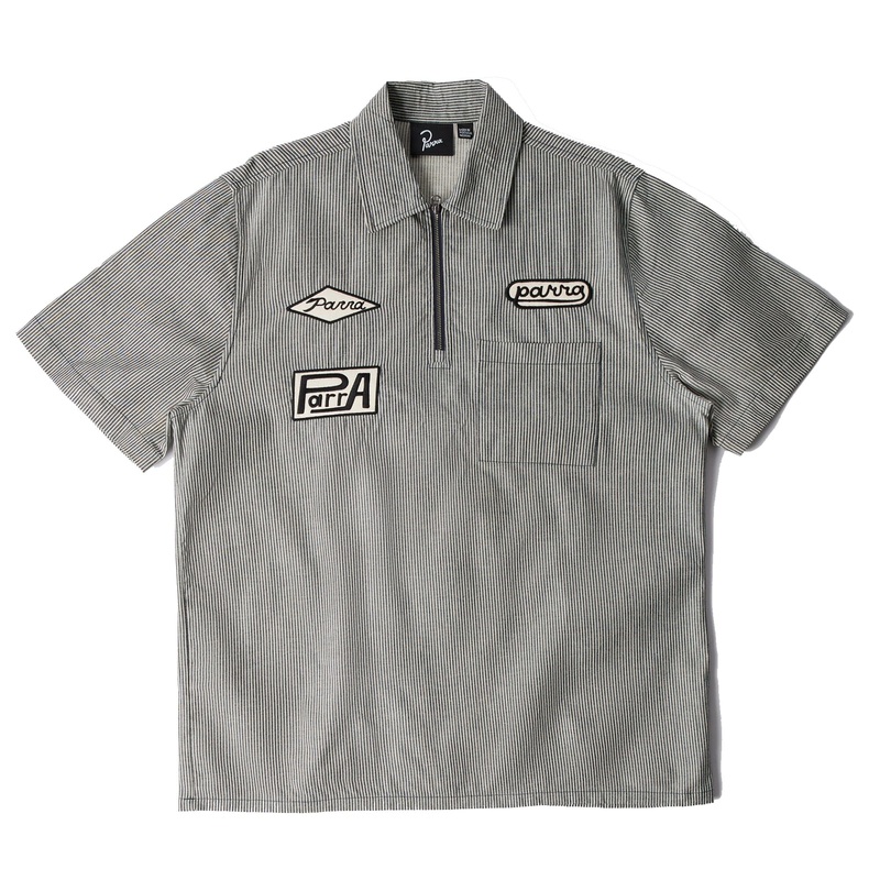 Parra Work Later Quarter Zip Shirt Blue M