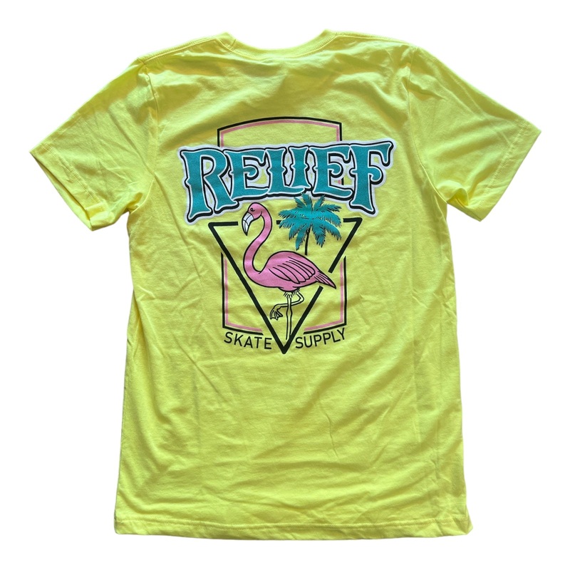 Relief Flamingo T Shirt Neon Yellow S Yellow
