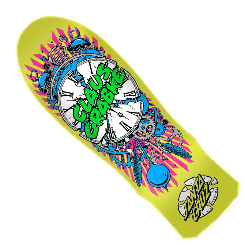 Santa Cruz Grabke Exploding Clock Reissue Shaped Deck Dipped Yellow 10.04 x 29.83 WB:15